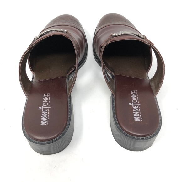 MINNETONKA 6052 Brown Leather Mules - Picture 7 of 8